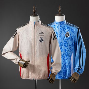 Двусторонняя ветровка REAL MADRID 2026, beige and blue
